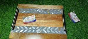 Plateau de luxe en bois incrusté de nacre fait à la main Ramadan Mubarak Dessert et Date plat de service Eid Mubarak célébration - Product Image 3