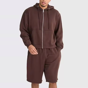 Conjunto de Sudadera con Capucha y Pantalones Cortos Elásticos de Talla Grande con Tela de Forro Polar de Secado Rápido para un Estilo de Vida Activo para Hombre - Product Image 6