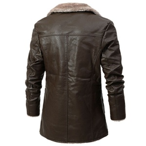 Veste d'hiver en cuir véritable pour hommes, veste épaisse en toile à col rabattu, imperméable et écologique, pour la vente en gros - Product Image 2