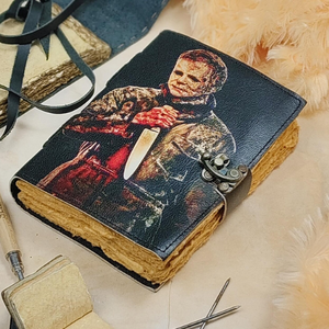 Cahier de notes en cuir à couverture rigide fait à la main sur le thème d'Halloween Livre des ombres Michael Myers Horror Journal Gift - Product Image 2