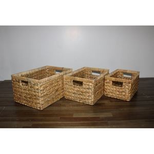 ตะกร้าเก็บของแบบสานพร้อมหูจับ กล่องจัดระเบียบตกแต่ง ตะกร้าหวาย ตะกร้าผักตบชวาสำหรับเก็บของ - Product Image 1