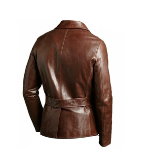 Blouson en cuir de mouton véritable Blouson en cuir de moto pour hommes Blouson en cuir de couleur marron Veste en cuir pour hommes - Product Image 2
