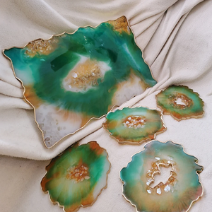 Meilleure qualité personnalisable résine époxy en bois café thé caboteur carré ardoise Table décoration tapis tampons disponibles taille couleur - Product Image 5