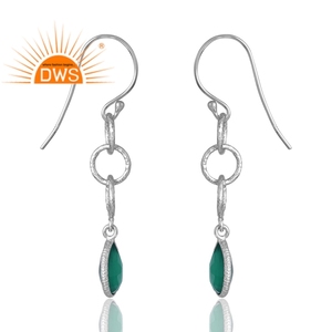 Hot Selling 925 Sterling Silver Natural <b>Green</b> Onyx Gemstone Dangle Earring Custom Design Jewelry For Women Gift For Her - Product Image 4