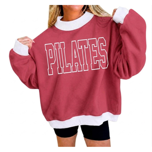Sudadera de cuello alto para mujer, color granate y blanco, con estampado gráfico, estilo pullover, de alta calidad, marca Trackstar OEM, etiqueta privada. - Product Image 5