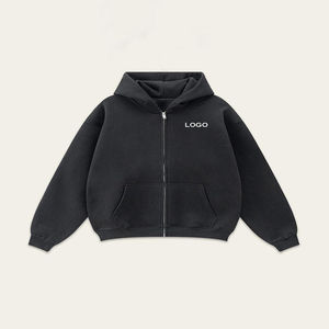 Haute qualité hommes 500 Gsm épais fermeture éclair à capuche coton mélangé surdimensionné Boxy Fit culture fermeture éclair personnalisé goutte épaule à capuche hommes - Product Image 4