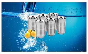 Gobelets à eau réutilisables de style classique en acier inoxydable de haute qualité (ensemble de 6 pièces) Capacité de 500 ml Marque ABK IMPEX Cocktail - Product Image 4