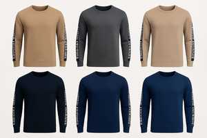 Pull-over pour homme à col rond, coupe ajustée, manches longues, bleu marine foncé, doux et confortable, vente en gros FOB Bangladesh - Product Image 5