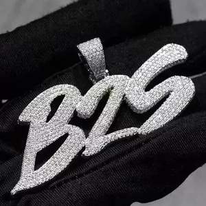 Pendentif en argent sterling 925 plaqué or blanc 14 carats 3.10Ct véritable Moissanite Cut lettre personnalisée breloque diamant pour pendentifs fins - Product Image 5