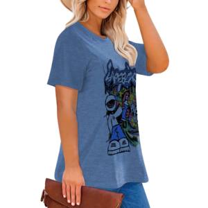 OEM 100% algodón transpirable Mujer impresión personalizada de manga corta de talla grande Camiseta larga vestido señoras camisas Tops camisetas para niña - Product Image 2