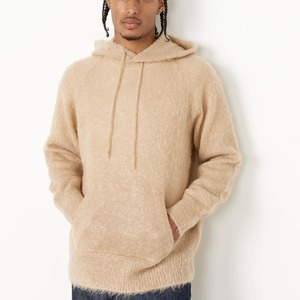 Sudadera con capucha de punto de mohair de alta calidad con logotipo personalizado para hombres y mujeres Diseño de impresión cepillada difusa Suministro de ODM en stock - Product Image 3