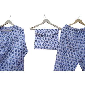 Conjunto de Pijama de Algodón con Estampado Floral Digital Indio, Elegante, Lujoso, Moderno, Transpirable, Suave, de Secado Rápido, Mangas Largas para Mujer - Product Image 4