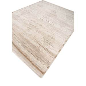 Alfombra Afgana de Lana Tejida a Mano, Color Marfil, 9x12, Diseño Geométrico Rectangular, Estilo Tabriz, para Entrada, Pasillo, Uso Doméstico - Re-1479 - Product Image 2