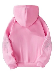 Sweat à capuche unisexe en polaire épaisse avec strass et cristaux, 100% coton, écologique, streetwear d'hiver, commandes en gros - Product Image 6