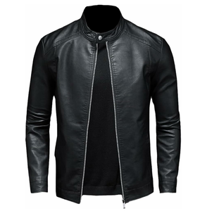 Vêtements de course imperméables pour l'extérieur Veste en cuir personnalisée pour hommes Respirant Couleurs unies Veste en cuir pour hommes - Product Image 5