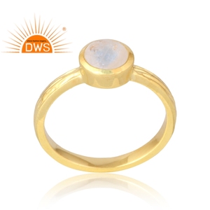Latest Trendy 925 Sterling Silver 18K Gold Plated Natural Rainbow <b>Moon</b> Stone Gemstone <b>Ring</b> Demi Fine Jewelry Manufacturer - Product Image 1