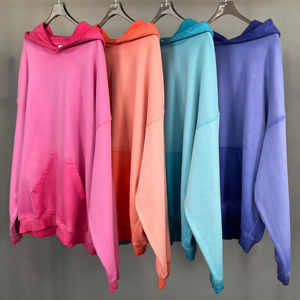 Ensemble sweat à capuche et pantalon de survêtement avec fermeture éclair complète vintage délavé à l'acide coupe carrée en coton éponge français col à capuche Streetwear - Product Image 1