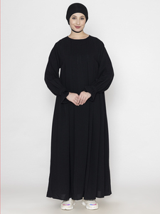 Abaya de créateur unique pour femme, style ethnique, manches longues, burqa noire, ensemble hijab khimar en polyester uni, disponible au meilleur prix - Product Image 6