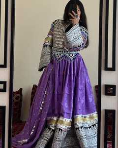 Vente en gros bon marché robes afghanes pour femmes tenues traditionnelles décontractées robe longue afghane pour dames avec broderie à glands et à pièces de monnaie - Product Image 5