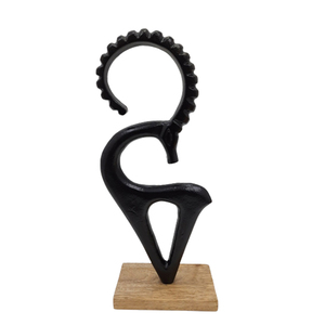 Escultura decorativa de Reno de aluminio con Base cuadrada de madera Recubierto de polvo negro mate Impermeable Regalo y decoración de Navidad - Product Image 1