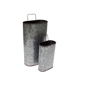 Factory Direct Set of 2 Black Antique Hammered Design Iron Square <b>Buckets</b> with Handles Metal Material - Product Image 6