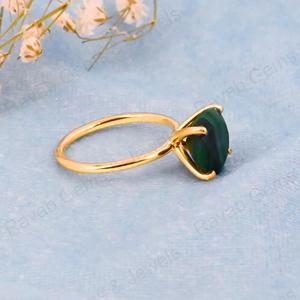 Meilleure vente 10mm Malachite naturelle pierre précieuse à facettes coupe véritable 925 argent or Vermeil éternité femmes bague bijoux de fête - Product Image 2