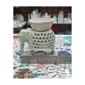 Unik Indian Natural Soapstone Hand Carved <b>Elephant</b> Aroma Oil Burner for Home <b>Decor</b> and Religious Use - Product Image 3