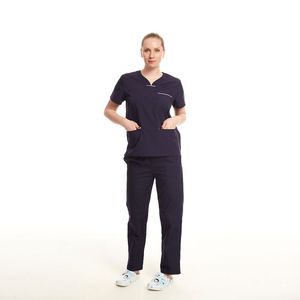 Combinaison de travail médicale en coton 100% écologique, personnalisée en usine, anti-froissement, uniforme médical d'hôpital, veste extensible, infirmière - Product Image 6