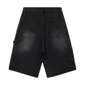 Shorts en jean baggy délavés à l'acide de haute qualité, couleur unie, streetwear, shorts cargo pour hommes - Product Image 4