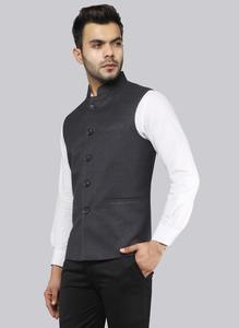 Veste sans manches pour homme gris foncé, vente chaude, tenue formelle et décontractée, pour le bureau, les réunions d'affaires, disponible au prix d'exportation - Product Image 2