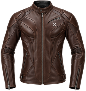 Blouson de moto en cuir à panneaux sculptés |   Chocolat Brun Noir Marine |   Fabricant OEM ODM |   Qualité de conception haut de gamme |   Racing X - Product Image 1