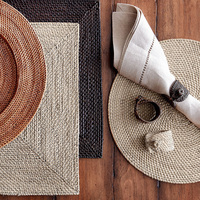Napperon encastré en rotin naturel brun, pour Table à manger, accessoires de décoration de Table de mariage du Vietnam