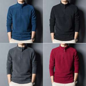 Jersey con cuello levantado para hombre, sudadera de Color sólido, camisa de fondo a prueba de frío, chaqueta con logotipo frontal de estilo Formal para Otoño e Invierno - Product Image 6