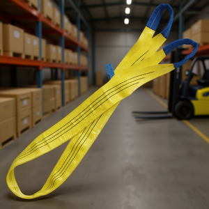 Eslinga de elevación de poliéster (PES) amarilla de alta tenacidad de 3 toneladas, cincha plana de doble capa con bucles reforzados, cuerdas de embalaje - Product Image 3