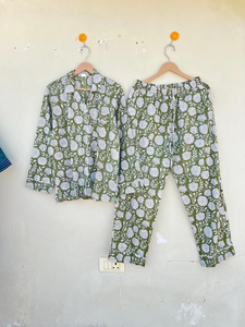 Indian PJ Set 100% algodón bloque estampado Pijama conjunto noche desgaste dama de honor pijama conjunto - Product Image 3