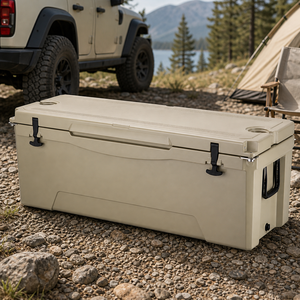 190QT Rotomold Lldpe <strong>Cooler</strong> <strong>Box</strong> Large Food Storage Plastic Container Refrigeration Ice Detention <strong>on</strong> <strong>Wheels</strong> - Product Image 1