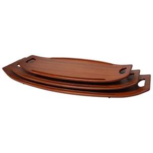 Accueil Hôtel Restaurant Café Hôtel Plats De Service Café Fruits Plateau De Service Ensemble De Deux Plateau De Service En Bois Avec Poignée En Métal - Product Image 4