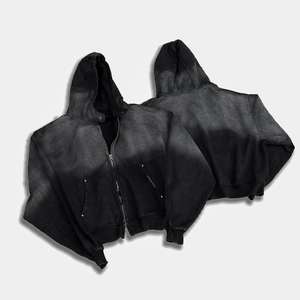 Sudadera con Capucha Extra Grande para Hombre, Estilo Vintage, Lavado Ácido, Gruesa, Resistente al Viento, Desteñida por el Sol, de Algodón Francés - Product Image 1