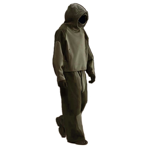 Conjunto Deportivo para Hombre de Talla Grande, Ropa de Calle Cómoda, Sudadera con Capucha de Doble Capa, Transpirable, con Paneles de Felpa y Tejido de Punto - Product Image 3