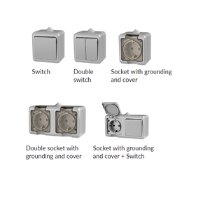 Hot bán grey IP54 2 Gang 1 cách tường chuyển đổi 10A 220V Điện ánh sáng điện ABS nhựa EU/UK/chúng tôi tiêu chuẩn cho nhà văn phòng sử dụng - Product Image 3