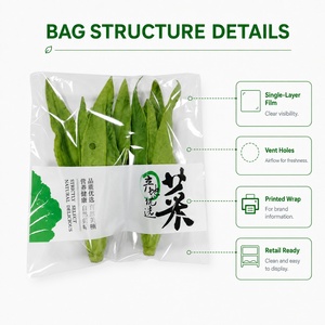 Bolsas de Embalaje para Vegetales de Grado Alimenticio con Orificios de Ventilación Transparentes Autoadhesivas Antivaho BOPP, Impresión de Logotipo Personalizado - Product Image 3