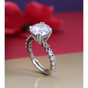 Anillo de Compromiso de Plata 925 para Mujer con Circonita Cúbica de Alto Pulido, Anillos de Cristal de Alto Pulido - Product Image 1