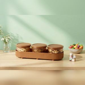 Conteneur à fruits secs en plastique Aalok exclusif, 500g, 3 compartiments, couvercle amovible, solution de rangement multifonctionnelle pour usage domestique - Product Image 3