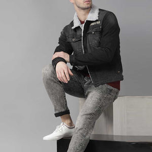 Chaqueta vaquera elástica larga hecha a medida para hombre, chaqueta vaquera lisa de algodón para invierno para hombre, chaqueta de talla grande para hombre - Product Image 4