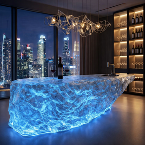 Mostrador de Bar Artístico para Residencias y Villas, Mostrador de Isla Luminoso de Cristal, Mesa de Té de Resina Transparente Estilo Glaciar para Recepciones y Tiendas - Product Image 1