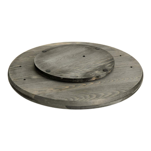 Plateau de service rond en bois de pin massif gris rustique de taille personnalisée Poignées en métal vintage Lazy Susan Turntable Home Hotel Restaurant Utilisation - Product Image 6