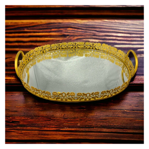 Bandeja DE SERVICIO DE Metal dorado especial de diseño más nuevo Bandeja de servicio de aluminio fundido de Metal Forma rectangular Mejor calidad Niquelado - Product Image 1