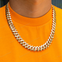 Chaîne cubaine en argent sterling plaqué or 18 carats de 14 mm avec moissanite, grande taille, pour usage quotidien, nouvelle arrivée, chaîne hip-hop pour hommes, meilleur prix, certifiée GRA