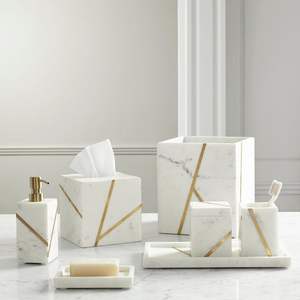 New Design and White Marble-injected Collection Modern Bathroom <b>Soap</b> Dish Marble Effect Resin Bathroom Accessories <b>Set</b> - Product Image 3