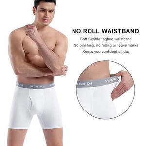 Men's Open <b>Fly</b> <b>Boxer</b> Briefs Knitted Cotton Underwear with High-Rise Tagless Regular Leg 4 Pack Anti-Bacterial Breathable - Product Image 2